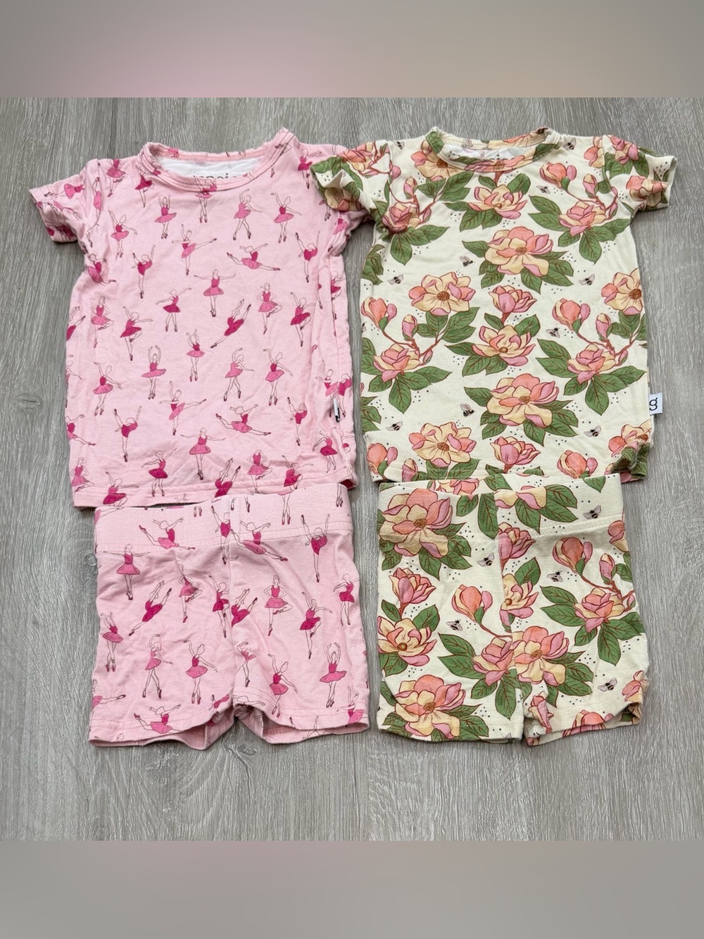 Girls 6-12m Pink Ballerina & Floral Bamboo Shorts Pajama Set Bundle